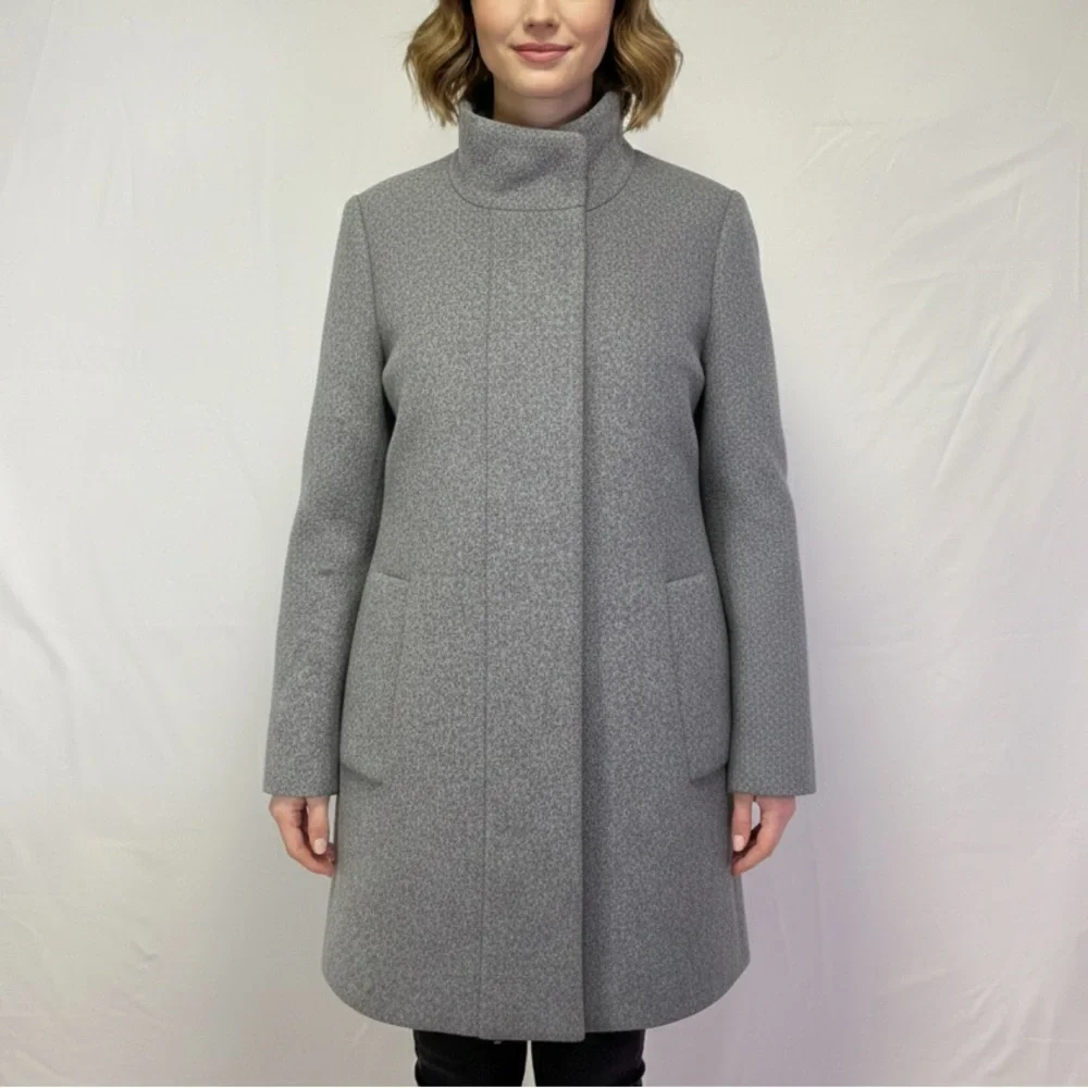 J. Crew Women's City Coat Jacket Classic Heather Gray - 0 Petite EUC - Picture 2 of 10